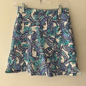 Above Par Blue‎ Multicolor Geometric Paisley Golf Skirt With Built In Shorts